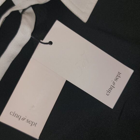 New Cinq à Sept Isabelle Short black Dress Ivory Collar & Tieneck Sz 10 MSRP 465 - Picture 4 of 15